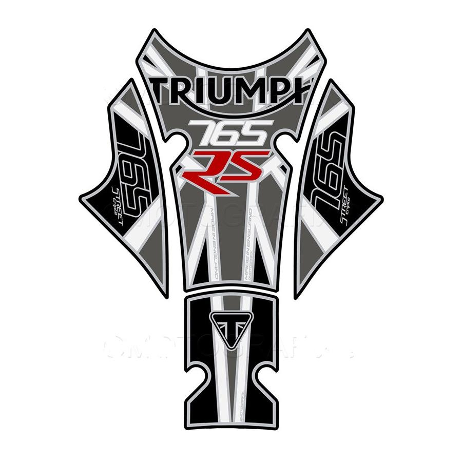 モトグラフィックス タンクパッド グレー/ホワイト/ブラック TRIUMPH Street Triple 765RS MT-TT049MJ