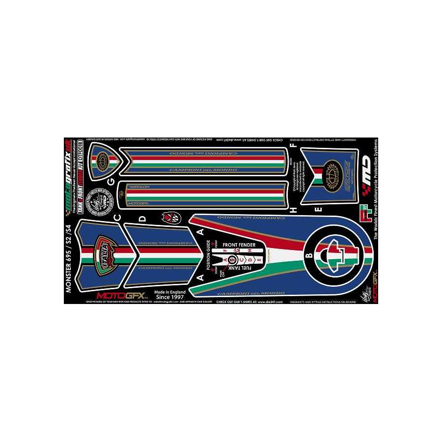 モトグラフィックス ボディパッド タンク/フロントフェンダー MONSTER 695S2/S4 MT-DTF001B