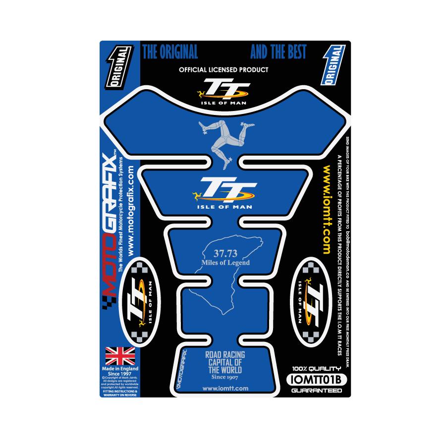 モトグラフィックス タンクパッド ブルー Official TT Races MT-IOMTT01B
