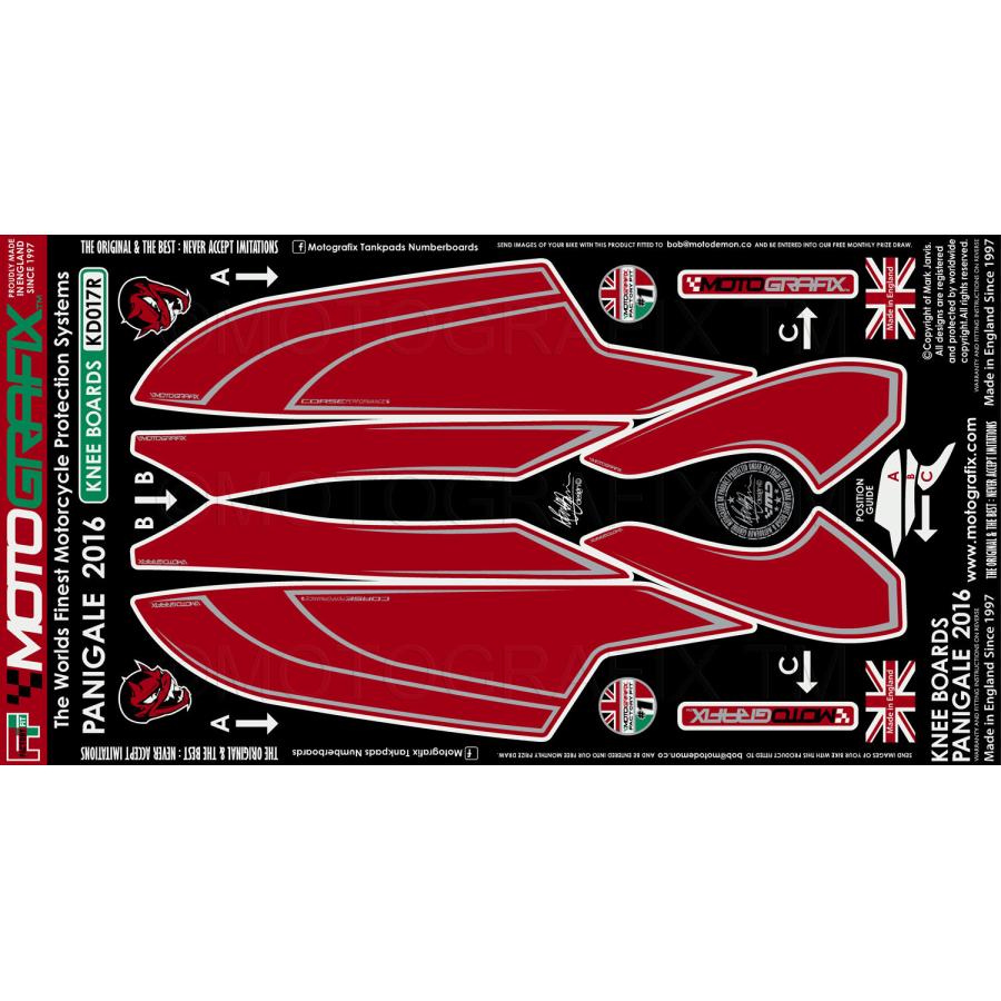 モトグラフィックス ボディパッド KNEE PANIGALE 959/1299/S MT-KD017R