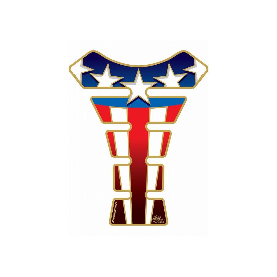 モトグラフィックス タンクパッド ホワイト/ブルー STREET SPINE MT-ST089