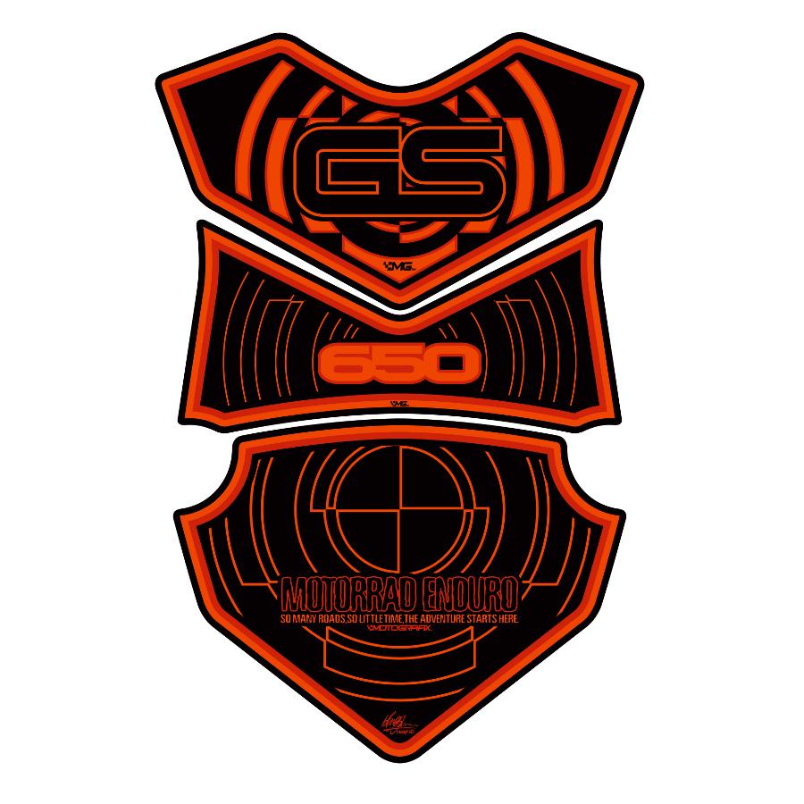 モトグラフィックス タンクパッド ブラック/オレンジ BMW GS 650 MT-TB012KO