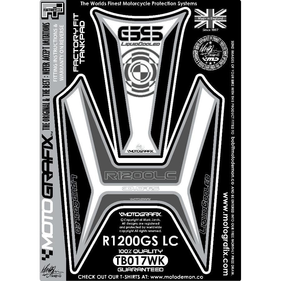 モトグラフィックス タンクパッド ホワイト/ブラック R1200GS(水冷) MT-TB017WK