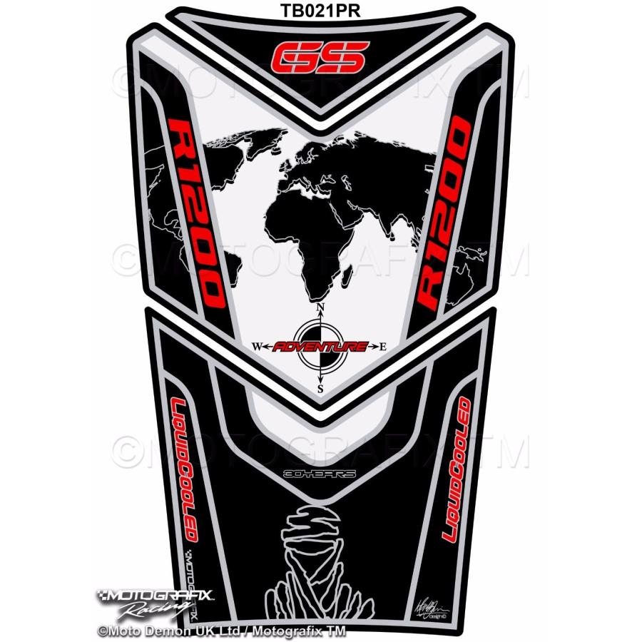 モトグラフィックス タンクパッド ブラック/ホワイト/レッド R1200GS Adventure MT-TB021PR
