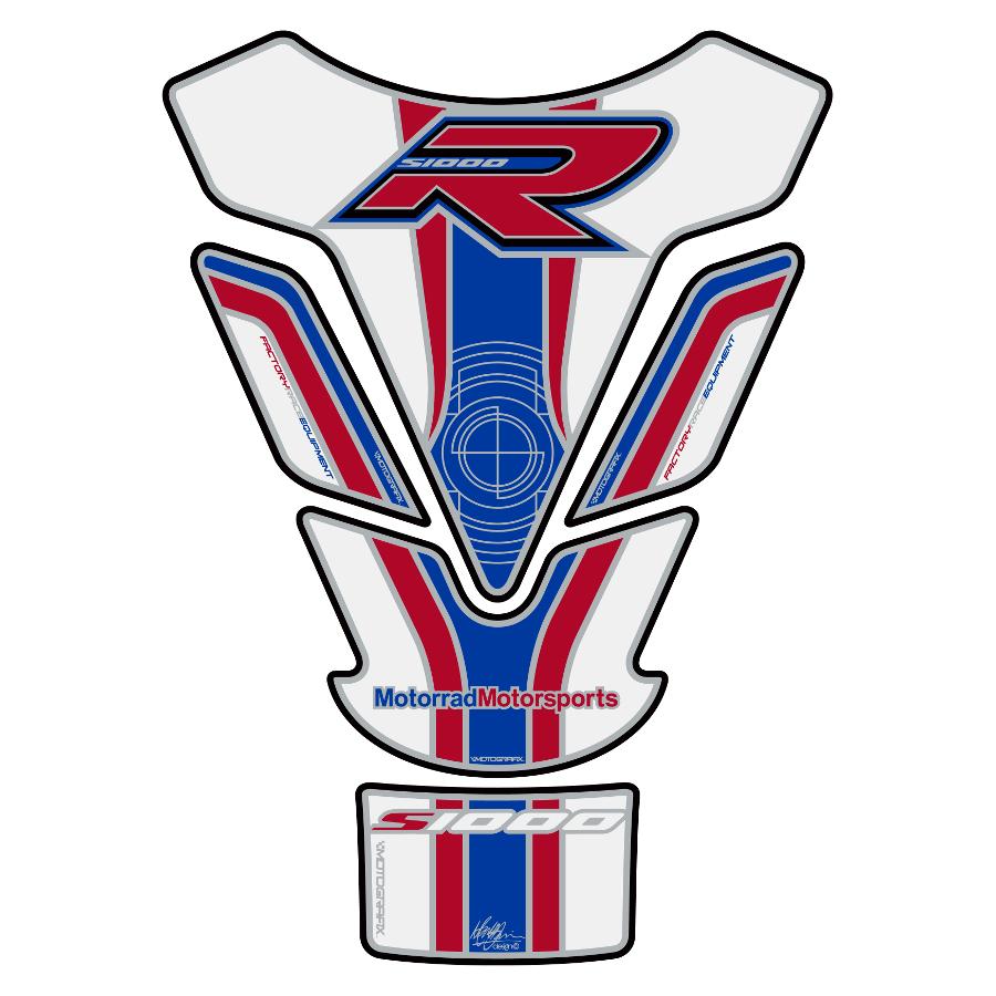 モトグラフィックス タンクパッド ホワイト/ブルー/レッド S1000R MT-TB022MS