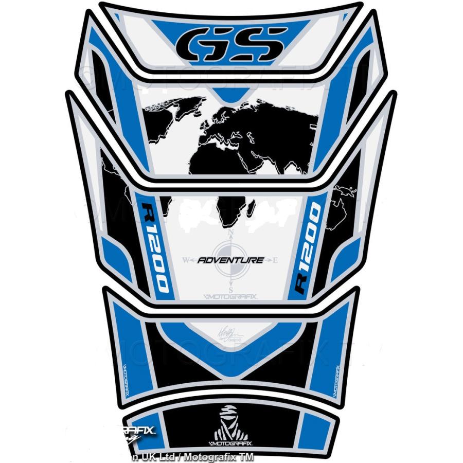 モトグラフィックス タンクパッド ホワイト/ブルー R1200GS Adventure MT-TB028WB
