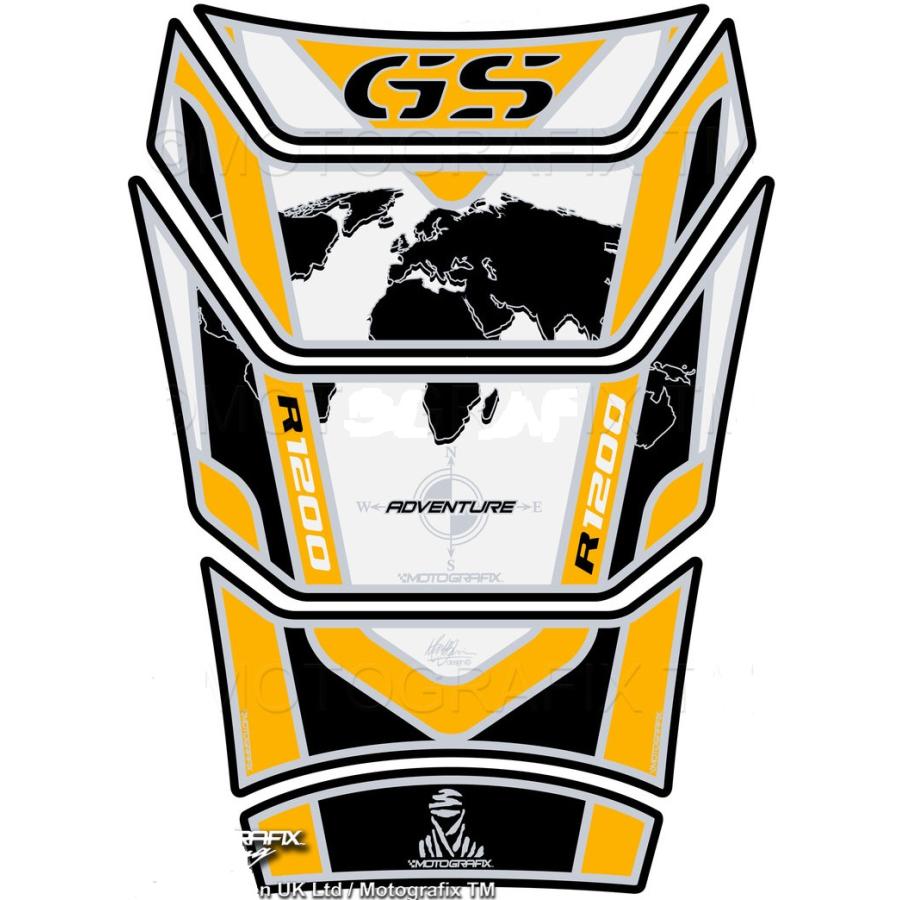 モトグラフィックス タンクパッド ホワイト/イエロー R1200GS Adventure MT-TB028WY