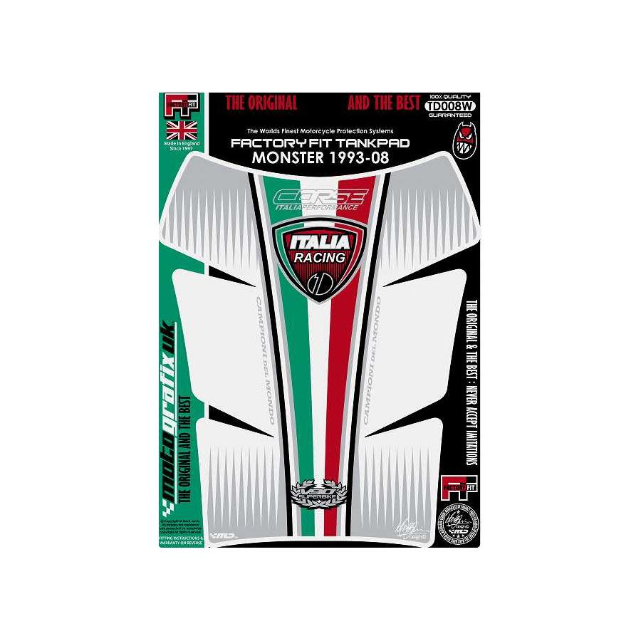 モトグラフィックス タンクパッド ホワイト DUCATI MONSTER MT-TD008W