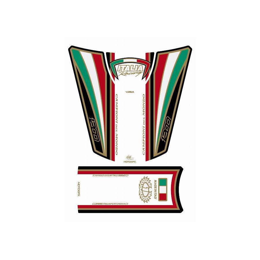 モトグラフィックス タンクパッド ホワイト/レッド DUCATI DIAVEL MT-TD019WR