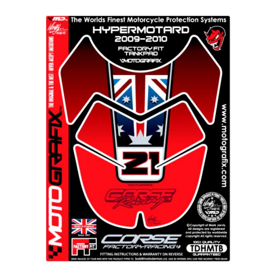 モトグラフィックス タンクパッド レッド DUCATI HYPERMOTARD MT-TDHMTB