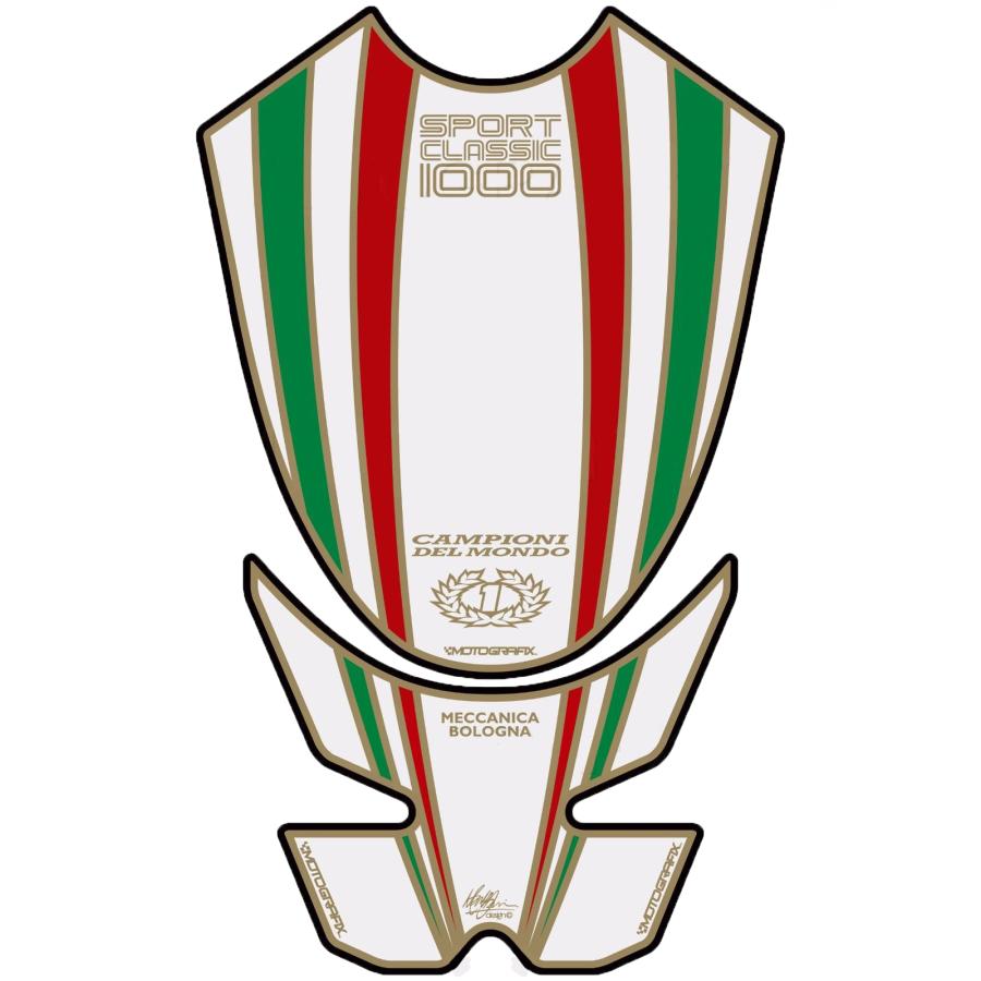 モトグラフィックス タンクパッド ホワイト DUCATI SPORT CLASSIC1000 MT-TDSCITW