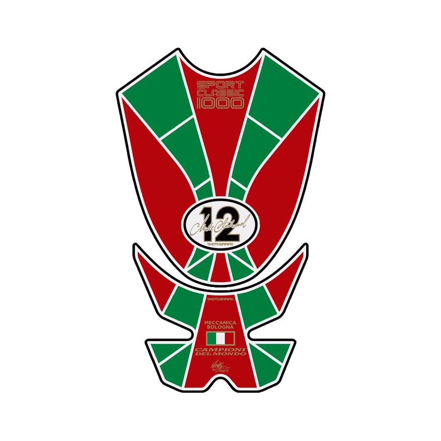 モトグラフィックス タンクパッド レッド/グリーン DUCATI SPORT CLASSIC MT-TDSCMH