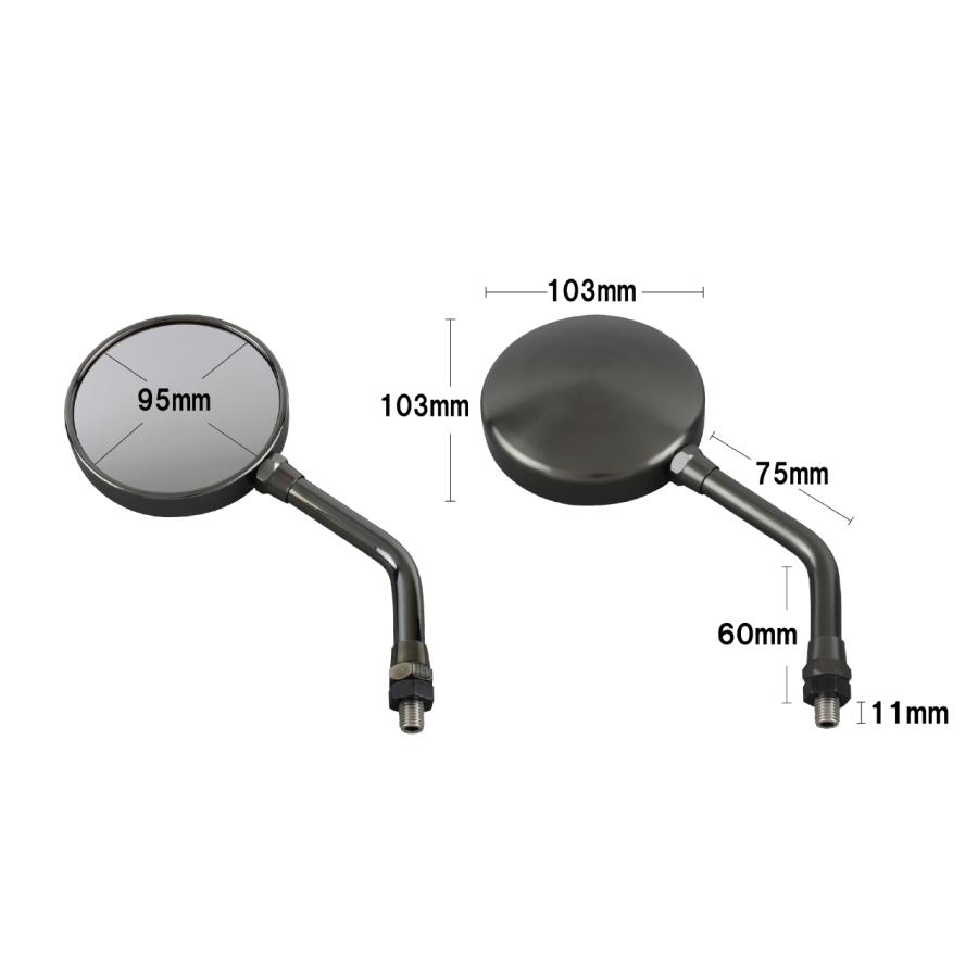 POSH Faith (ポッシュフェイス) マシンドZ2タイプミラーラージボディ (左右共通) ブラッククローム 10mm(正ネジ) ショートステー 032580-66