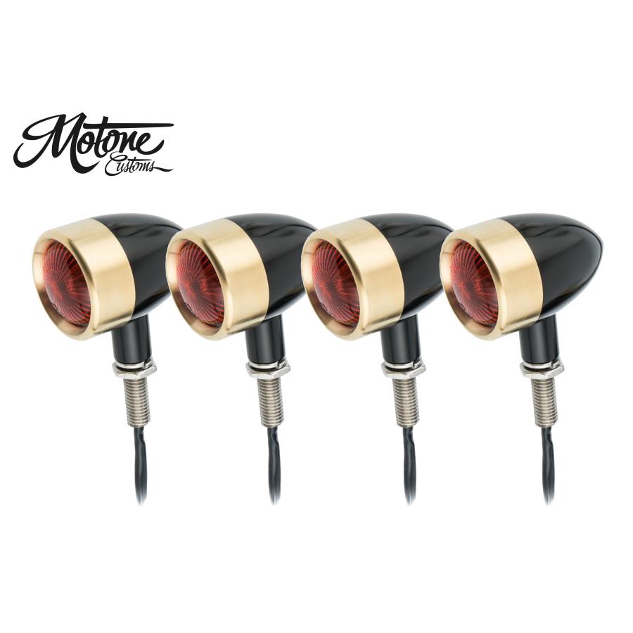 Motone(モートーン) ウインカーセット アルミビレット ブラック/ブラス 4個 M10 汎用 XNM003-SET