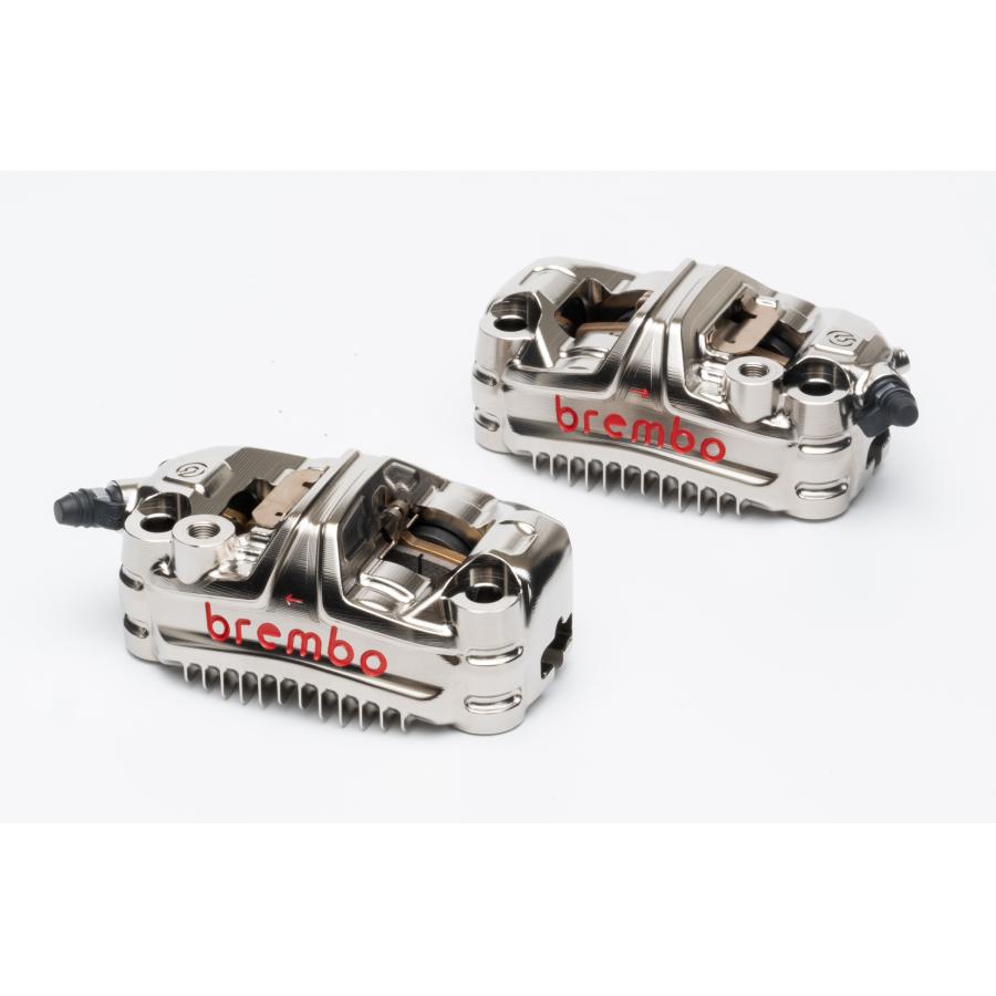brembo (ブレンボ) GP4-MS ラジアル CNC モノブロック 4P キャリパー ニッケルコーティング レッドロゴ 左右セット Φ30 取付ピッチ:1...