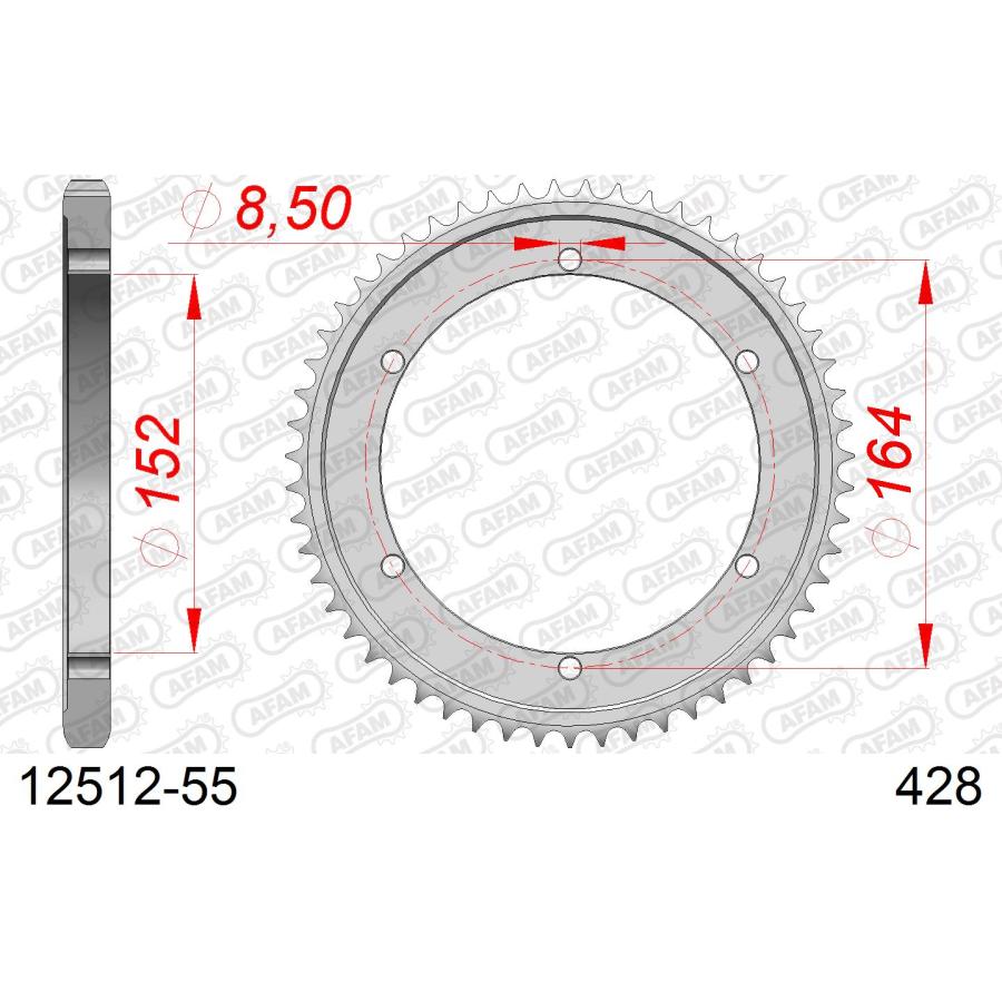 AFAM (アファム) リアスチールスプロケット 428-55 SR500 88- 12512-55