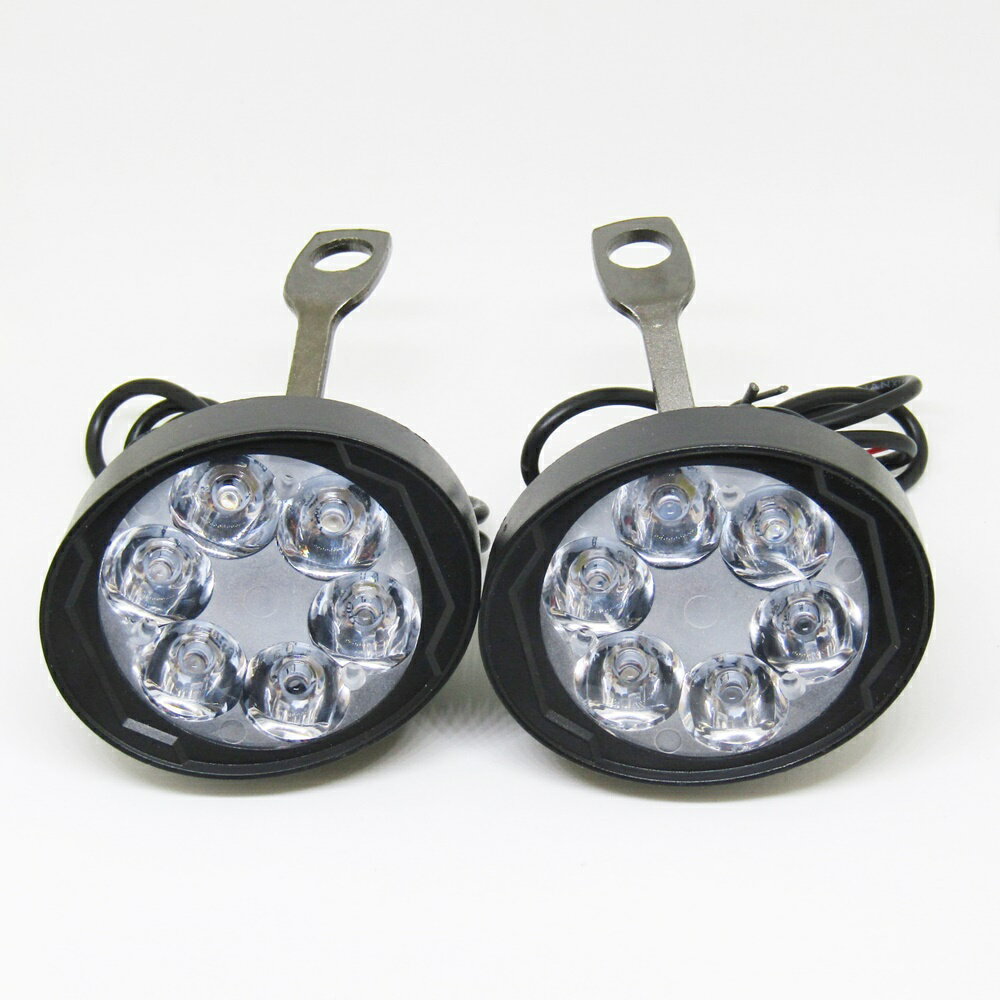 バイク 高光量 LED 6LED 4LED　フォグランプ 2個セット ボールジョイントで調整簡単 10mm バイク用