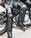 バイク用 プロテクター付き レッグウォーマー チャップス 左右セット 暖かい裏起毛 防寒 レザー ブラック 風を通さない 簡単脱着