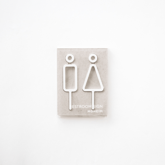 MOHEIMRESTROOM SIGN (2pcs / white)さまざまな場所にフィットするシンプルでクリーンな印象のトイレサイン多くの国籍や文化の人々に受け入れやすいデザイン一般家庭オフィス宿泊施設公共スペース