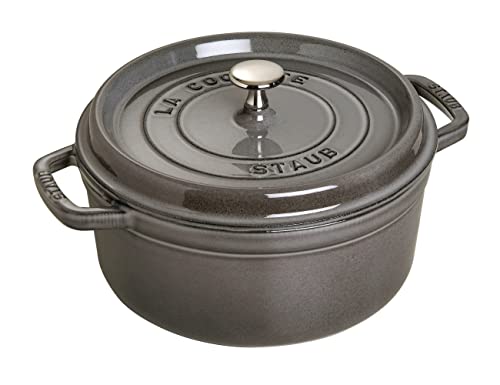 鋳物ホーロー鍋 staub ストウブ 「 ピコ ココット ラウンド グレー 24cm 」 大きい 両手 鋳物 ホーロー 鍋 IH対応 シリアルナンバー付き日本正