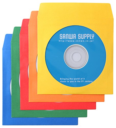 サンワサプライ DVD・CDペーパースリーブケース 1枚収納 5色ミックス 100枚入り FCD-PS100MXN 送料無料