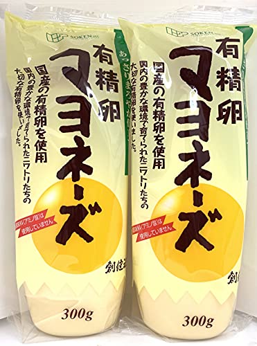 ・ 300グラム (x 2) 4990022408303・・Size:300グラム (x 2)・原材料:食用植物油脂[なたね油(オーストラリア)、べに花油(アメリカ又はメキシコ)]、卵黄(大分)、醸造酢[りんご(チリ)、さとうきび(ブラジル、タイ他海外)]、砂糖[てんさい(北海道)]、食塩(オーストラリア、高知)、香辛料[マスタード(カナダ)]、(原材料の一部にりんごを含む)・内容量:300g×2・商品サイズ(高さx奥行x幅):5cm×22cm×19cm・商品種類：有精卵 マヨネーズ (アミノ酸等の調味料は不使用)説明 商品紹介 原材料:食用植物油脂[なたね油(オーストラリア)、べに花油(アメリカ又はメキシコ)]、卵黄(大分)、醸造酢[りんご(チリ)、さとうきび(ブラジル、タイ他海外)]、砂糖[てんさい(北海道)]、食塩(オーストラリア、高知)、香辛料[マスタード(カナダ)]、(原材料の一部にりんごを含む)　内容量:300g×2　商品サイズ(高さx奥行x幅):5cm×22cm×19cm 原材料・成分 原材料:食用植物油脂[なたね油(オーストラリア)、べに花油(アメリカ又はメキシコ)]、卵黄(大分)、醸造酢[りんご(チリ)、さとうきび(ブラジル、タイ他海外)]、砂糖[てんさい(北海道)]、食塩(オーストラリア、高知)、香辛料[マスタード(カナダ)]、(原材料の一部にりんごを含む) ご注意（免責）必ずお読みください アレルギー対象成分:りんご 本品製造工場では「乳」・「小麦」・「落花生」・「えび」・「かに」を含む製品を生産しています。