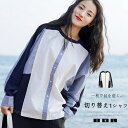 シャツ レディース おしゃれ プルオーバー ブラウス 長袖 ストライプ シャツブラウス 柄 切り替え 長袖シャツ おしゃれ クルーネック 綿混紡 ゆったり 体型カバー 着痩せ 着回し Tシャツ ロングスリーブ カットソー ドッキング 大人 お洒落(4)