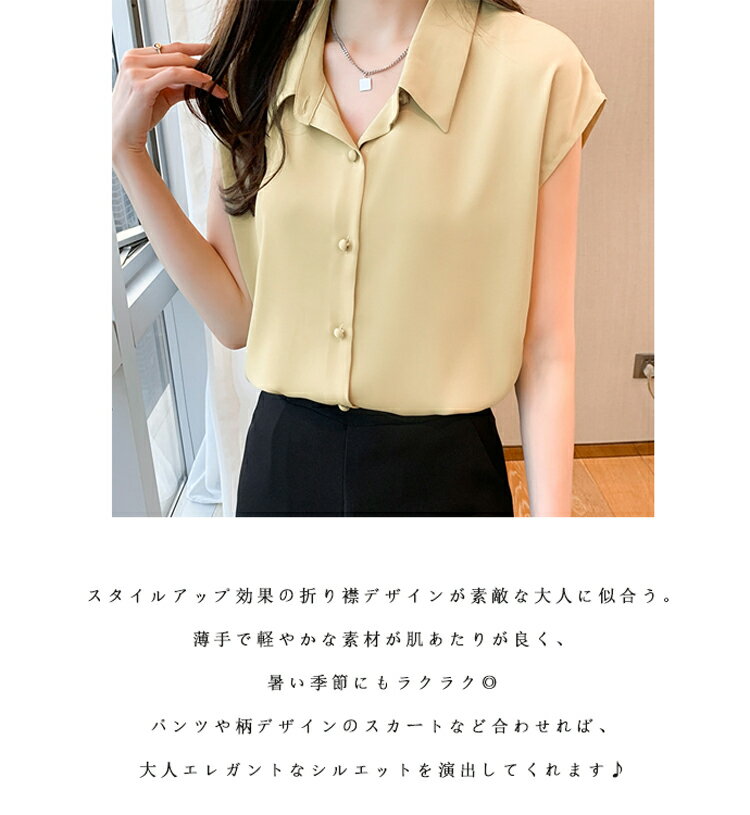 襟付き シャツ レディース 通勤 フレンチスリーブ ブラウス 夏 清涼感 シフォン さらてろ フレンチスリーブシャツ スタイルアップ 着痩せ オフィスシャツ OL 着回し 襟付きシャツ トップス ワイシャツ 折り襟 シフォンシャツ 夏シャツ コーデ 上品 品質