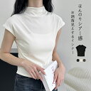 ハイネック 半袖 Tシャツ レディース お洒落 インナー サマーニット シアー ハイネックトップス フレンチスリーブ ストレッチ フレンチスリーブ ハイネックTシャツ 夏 凉しい 伸縮性 タンクトップ プチハイネック シアートップス フェミニン きれいめ 大人 通勤