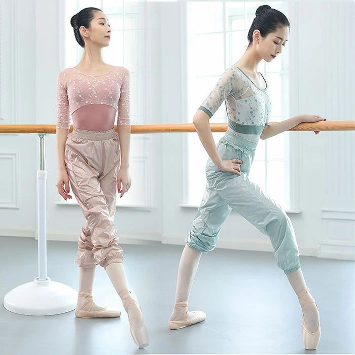 バレエ サウナパンツ 薄手 軽量 バレエサウナパンツ ロング ウエストのフリル　かわいい サウナパンツ　バレエパンツ 無地 トレーニング マカロンカラー 美しい ダンスパンツ ジュニア 大人 バレエ 衣装 ウォームアップ 薄手 軽量
