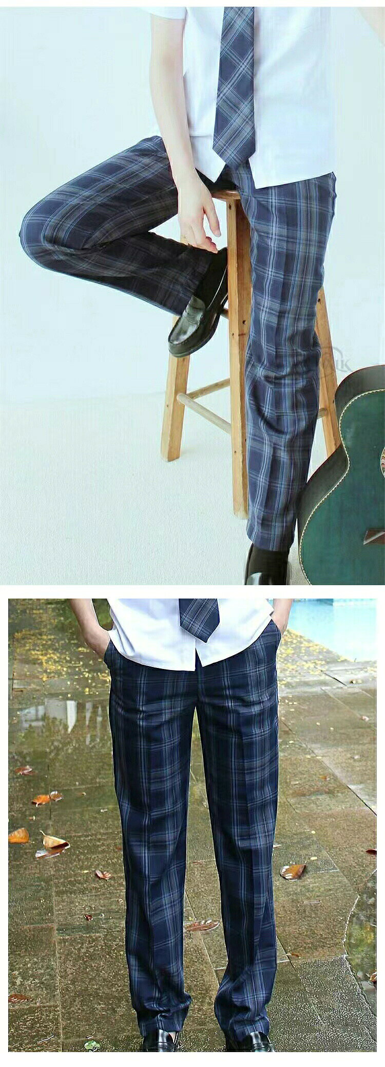 単品 ロングパンツ 男子 高校生 チェック 制服 ズボン チェック柄 スクールパンツ ...