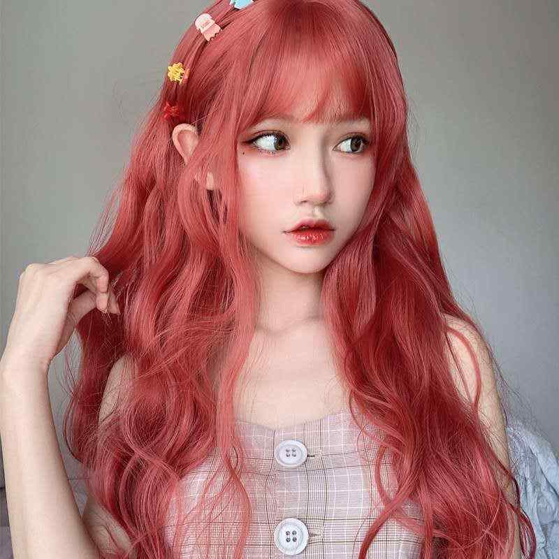 ・カテゴリ: ウィッグ（ロングカール）・スタイル: 韓国風・対象: レディース・加工工程: マシンメイド・コテ・アイロン使用: 可能・毛髪素材: 耐熱ファイバー・前髪タイプ: シースルーバング・効果: 髪質改善（しなやか）・特徴: 小顔効果・カラー展開: ナチュラルブラック、ダークブラウン、ライトブラウン、ライトピンク、オフホワイト、ライトゴールド、レッド、アッシュグレー