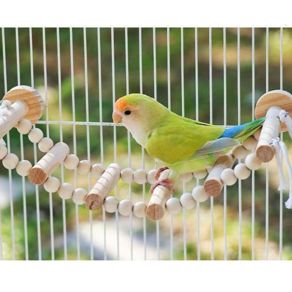 小鳥用 はしご 天然木 バードラダー 6段 ケージ取り付け 鳥おもちゃ 文鳥 インコ ...