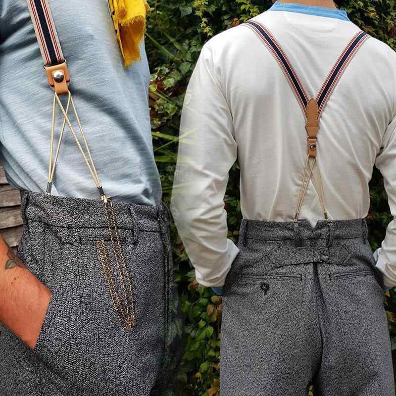 サスペンダー 男女兼用 英国風 レトロ クラシック ボタン式 Y字型 ゴム製 伸縮性 ...