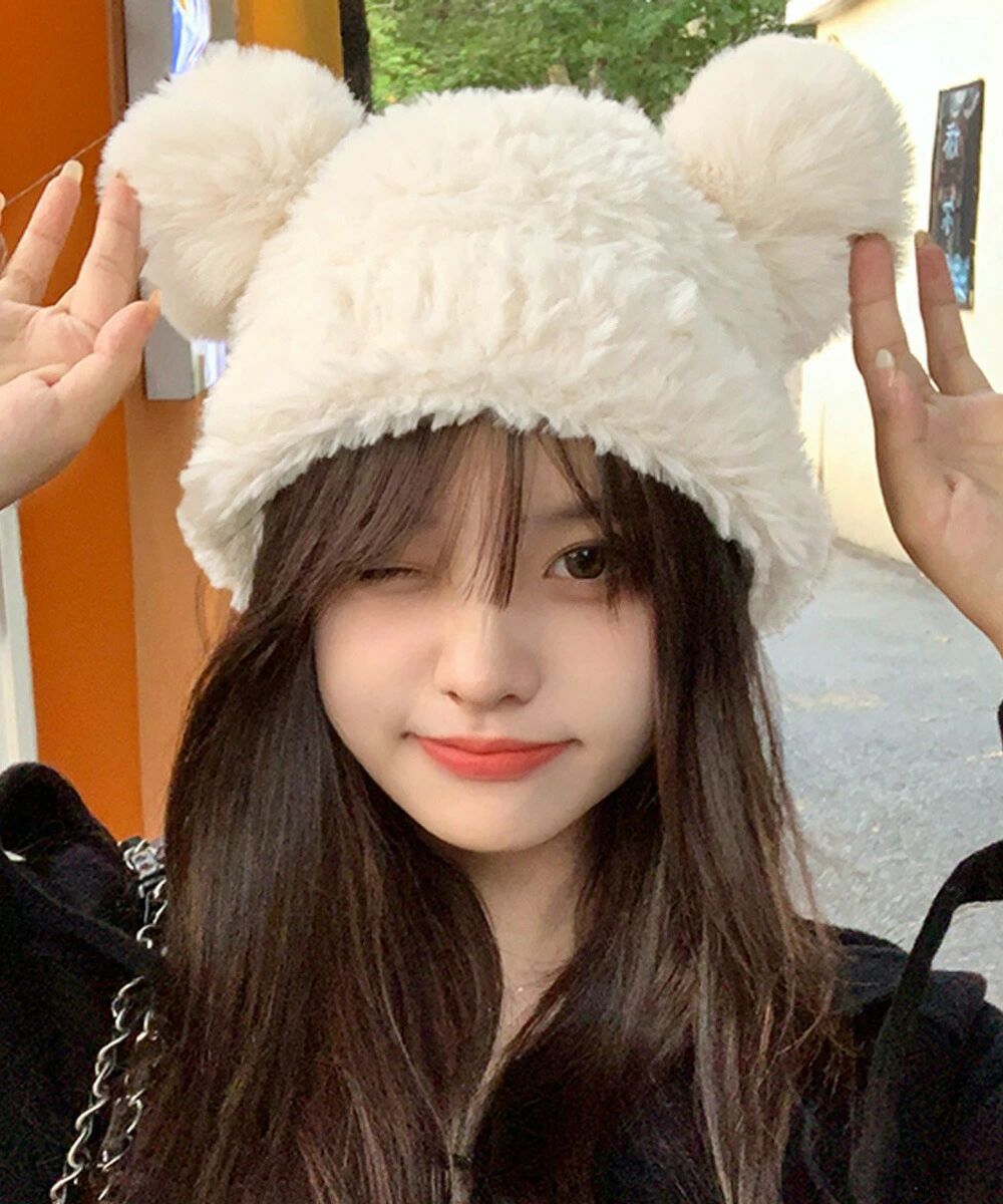 くま耳ニット帽 小顔 レディース 韓国風 耳付き ふわふわ おしゃれ 秋冬 暖かい 折りたたみ シルエット カジュアル おしゃれ 可愛い 人気 新作 アウトドア