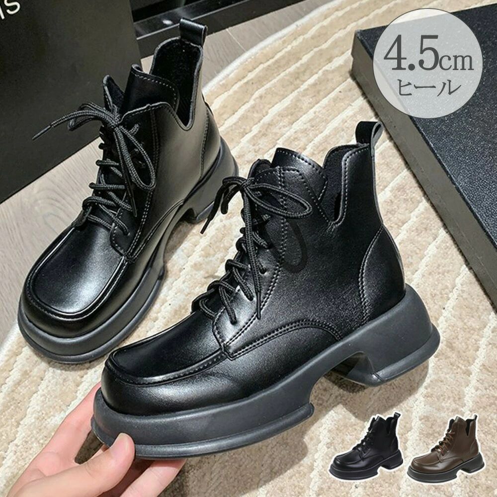 ショートブーツ 厚底 ワークブーツ 美脚 レディース ミドルブーツ履きやすい カッコいい ストームブーツ 韓国10代20代30代 オルチャンカジュアル靴 疲れない