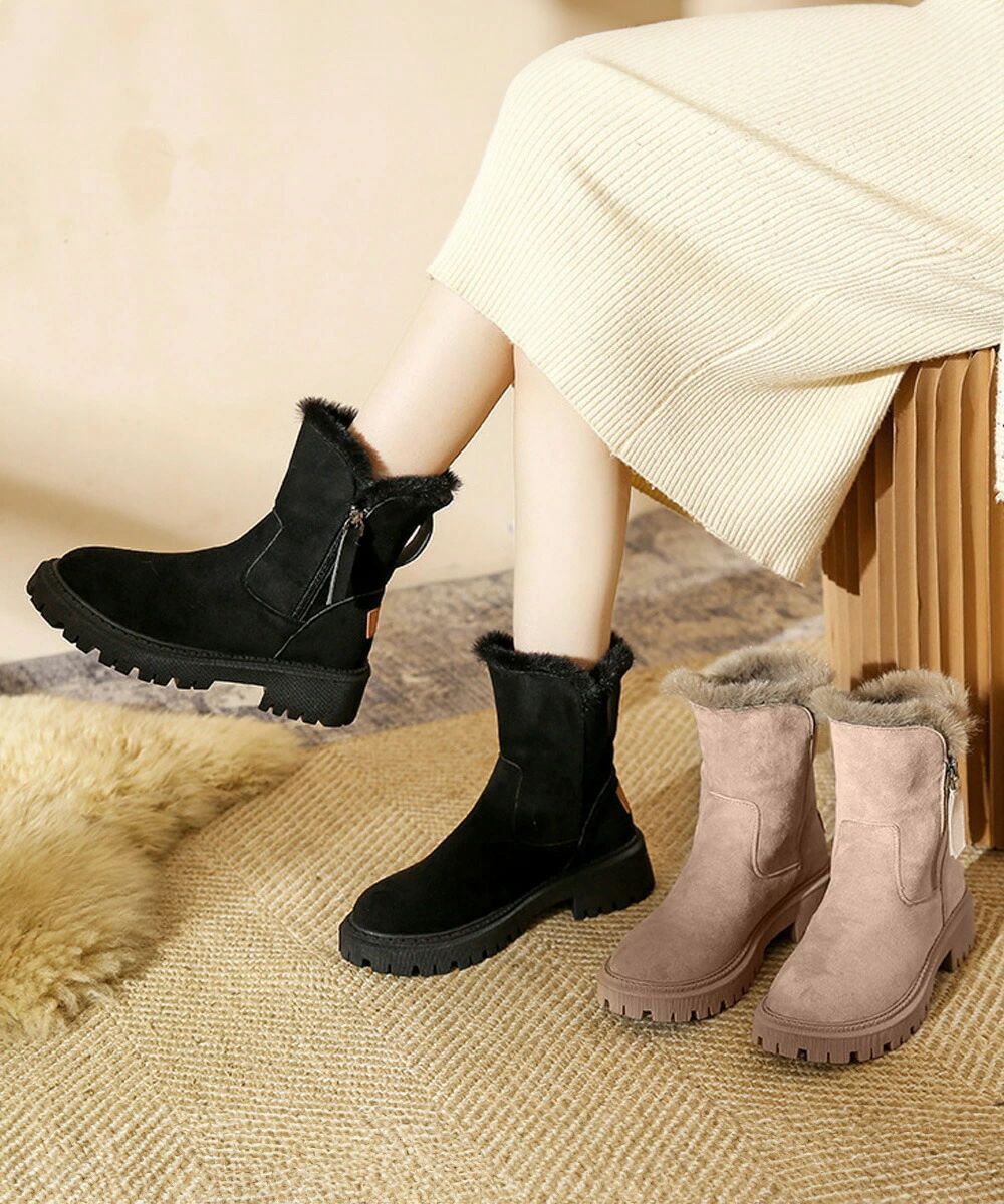 ファーブーツ 厚底 ショートブーツ 秋冬 レディース 裏起毛 ムートンブーツ あったか ワークブーツ 美脚 カジュアル 大人可愛い おしゃれ 通学 シンプル 靴 99GYXC-088 ランキング受賞