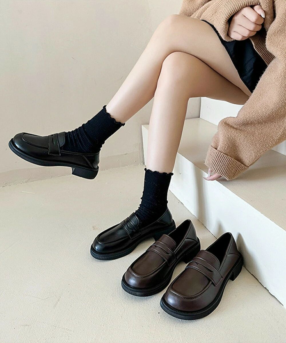 ローファー レディース PU ローヒール レザー調 可愛い 美脚 走れるパンプス 通勤通学 疲れにくい 歩きやすい おしゃれ 快適 オルチャン クラシック おじ靴 99YYXC-038