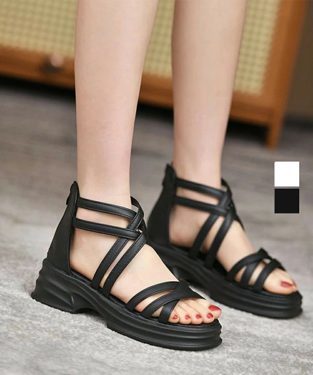 厚底サンダルストラップサンダル美脚...