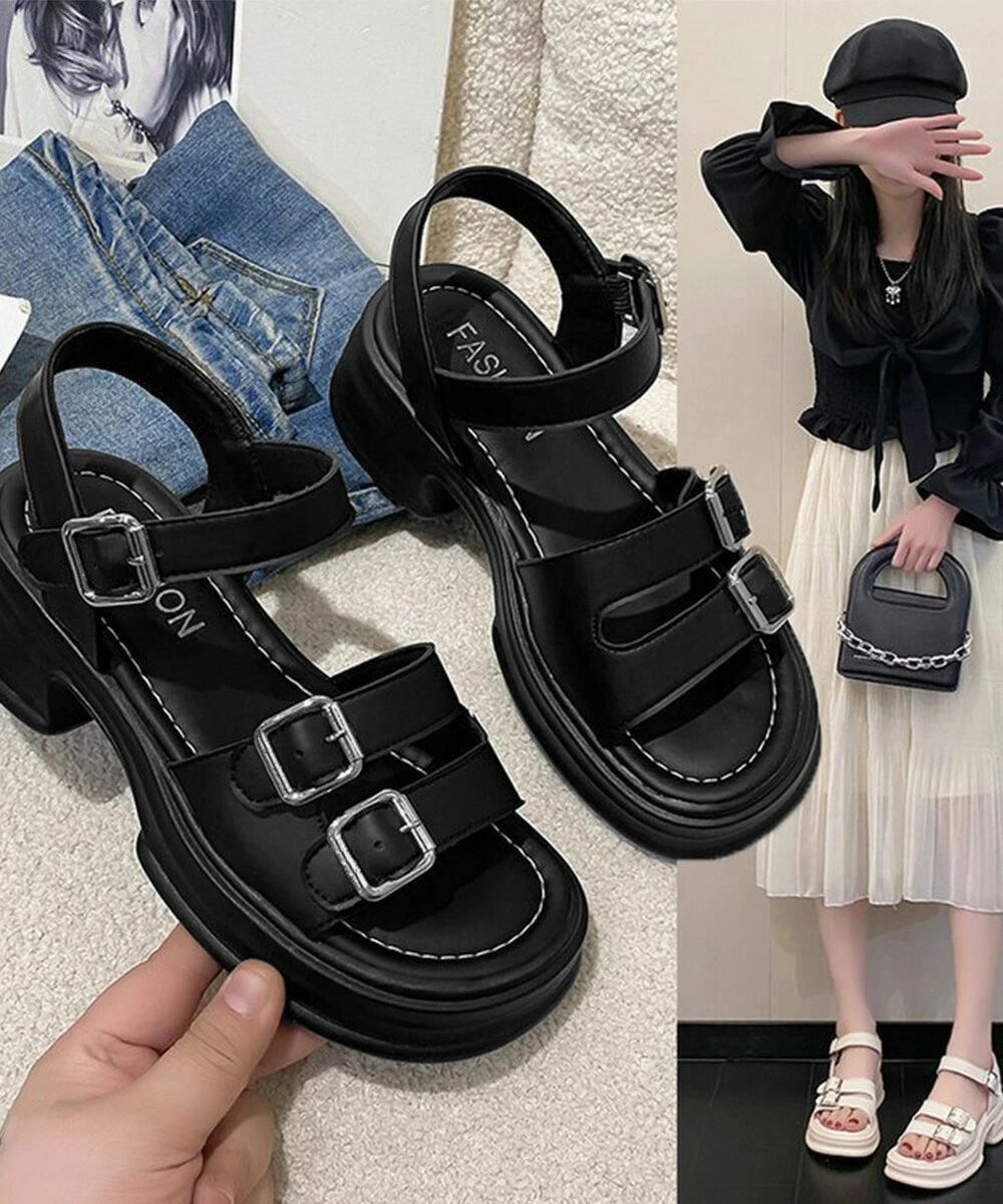 厚底サンダル レディース ベルトサンダル ダブルベルト サマーサンダル ボリュームソール 太ヒール コンフォートサンダル美脚 カジュアル おしゃれ夏靴 歩きやすい 86JIANL-050