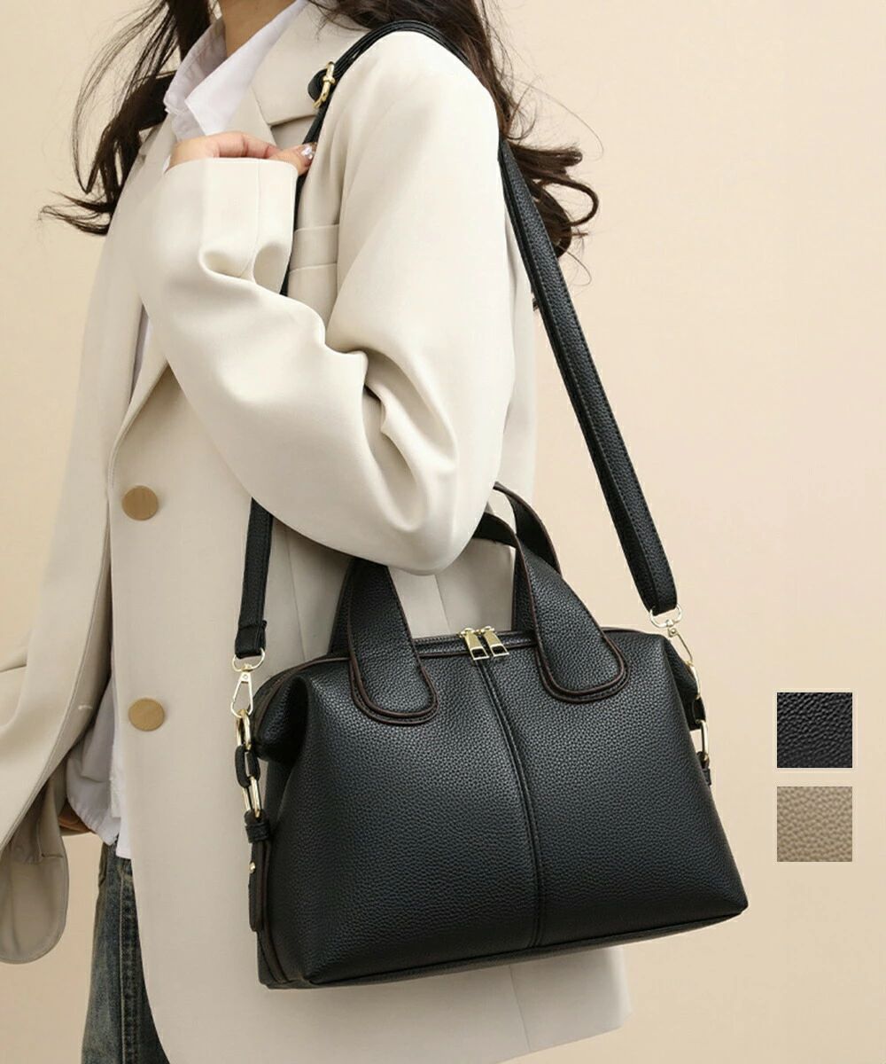 ショルダーバッグ フェイクレザー 韓国風 ハンドバッグ レディース 2WAY 肩掛けカバン シンプル 手提げかばんオフィスカジュアル 斜め掛け PU鞄 お洒落