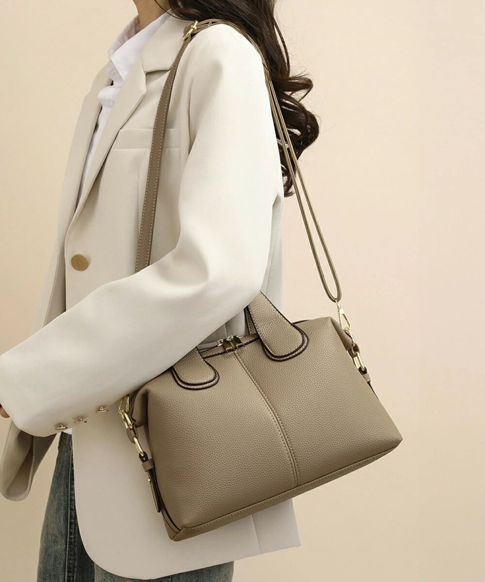 ショルダーバッグ フェイクレザー 韓国風 ハンドバッグ レディース 2WAY 肩掛けカバン シンプル 手提げかばんオフィスカジュアル 斜め掛け PU鞄 お洒落 3