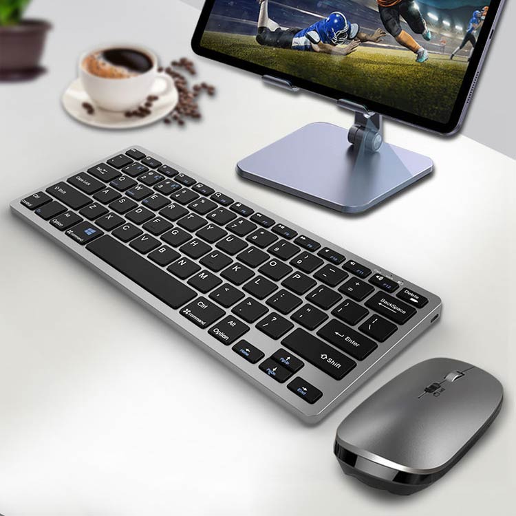 2点セット ワイヤレス 無線 静音 サイレント 無線マウス キーボード セット ミニ 小型 2点セット 薄型 マウス Bluetooth 軽量 携帯型 持ち運び スマホ iPad タブレット パソコン PC Mac/Windows/Laptopに対応 在宅 ワーク 学校 学生 オフィス 勤務 シルバー 2