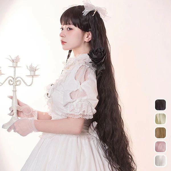 フルウィッグ lolita 長髪 ロリータ風 原宿風 超ロング かつら 巻き毛 ゆめかわいい ゆめかわ ウィッグ 前髪あり 金髪 黒髪 ピンク レディース コスプレ 可愛い 耐熱ウィッグ コスチューム 小顔効果抜群 文化祭 学園祭 イベント 変装 女装