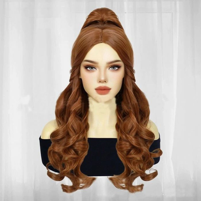 フルウィッグ 中世の貴族風 巻き毛 ロングウィッグ かつら 女性 長髪 レッドブラウン レディース コス..