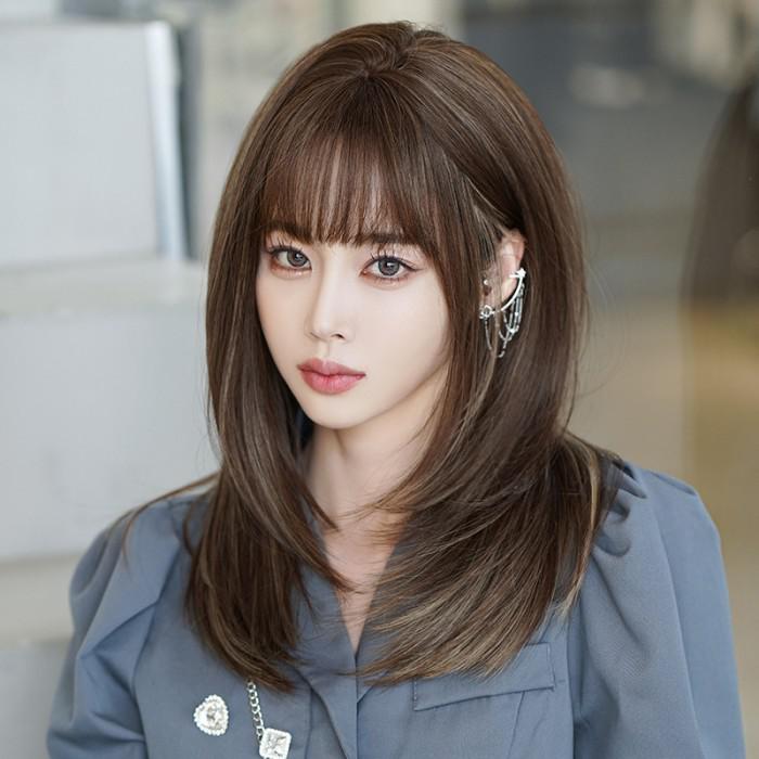 ウィッグ フルウィッグ セミロング 内巻ウィッグ ぱっつん前髪 ロリータ 前髪あり グラデーション ハロウィン 原宿風 韓国風 かつら コスプレ 可愛い コスチューム 仮装 大人用 普段使い 文化祭 イベント 学園祭 演劇 舞台 学芸会