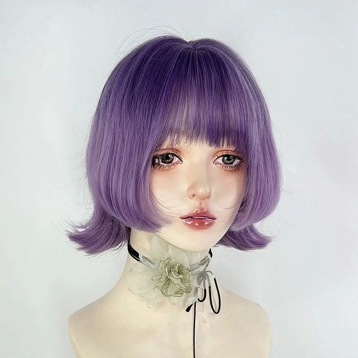 ウィッグ フルウィッグ 波ウェーブ 短髪 巻き髪 ぱっつん前髪 ロリータ 前髪あり ハロウィン 原宿風 韓国風 かつら コスプレ 可愛い コスチューム 仮装 大人用 普段使い 文化祭 イベント 学園祭 演劇 舞台 学芸会