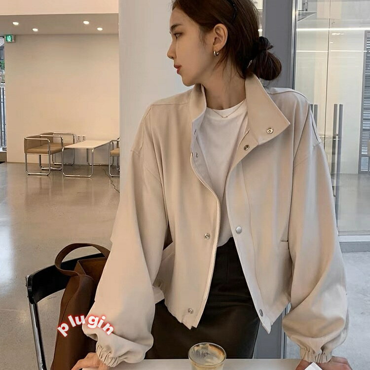 2026新作 春秋 薄手 無地 ショートコート 女性 気質 レザーチャー風 ゆるいカジュアル スタンドカラー ジャケット 上着送料無料