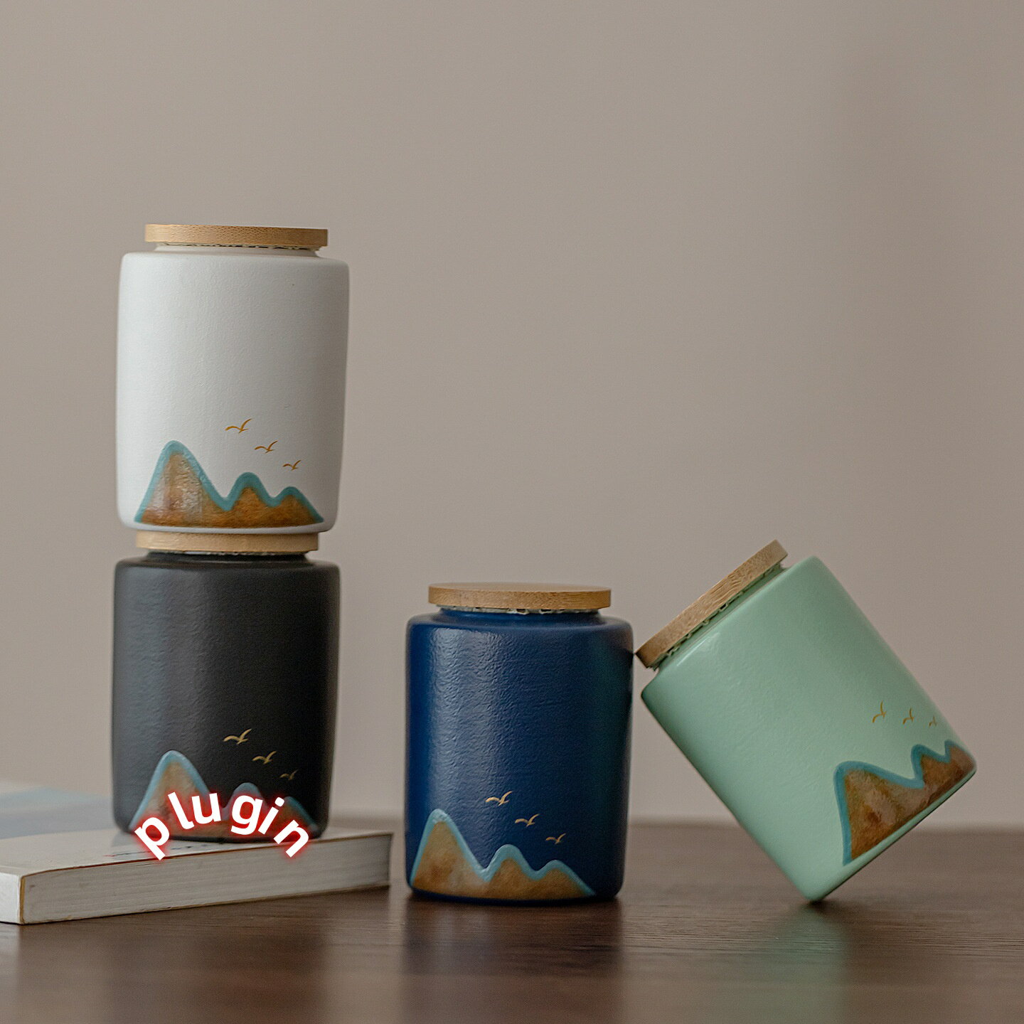 【期間限定ポイント10倍】新発売 江山茶缶 木蓋付きセラミック密封缶 小型携帯用 プーアル茶保存缶 ギフトに最適