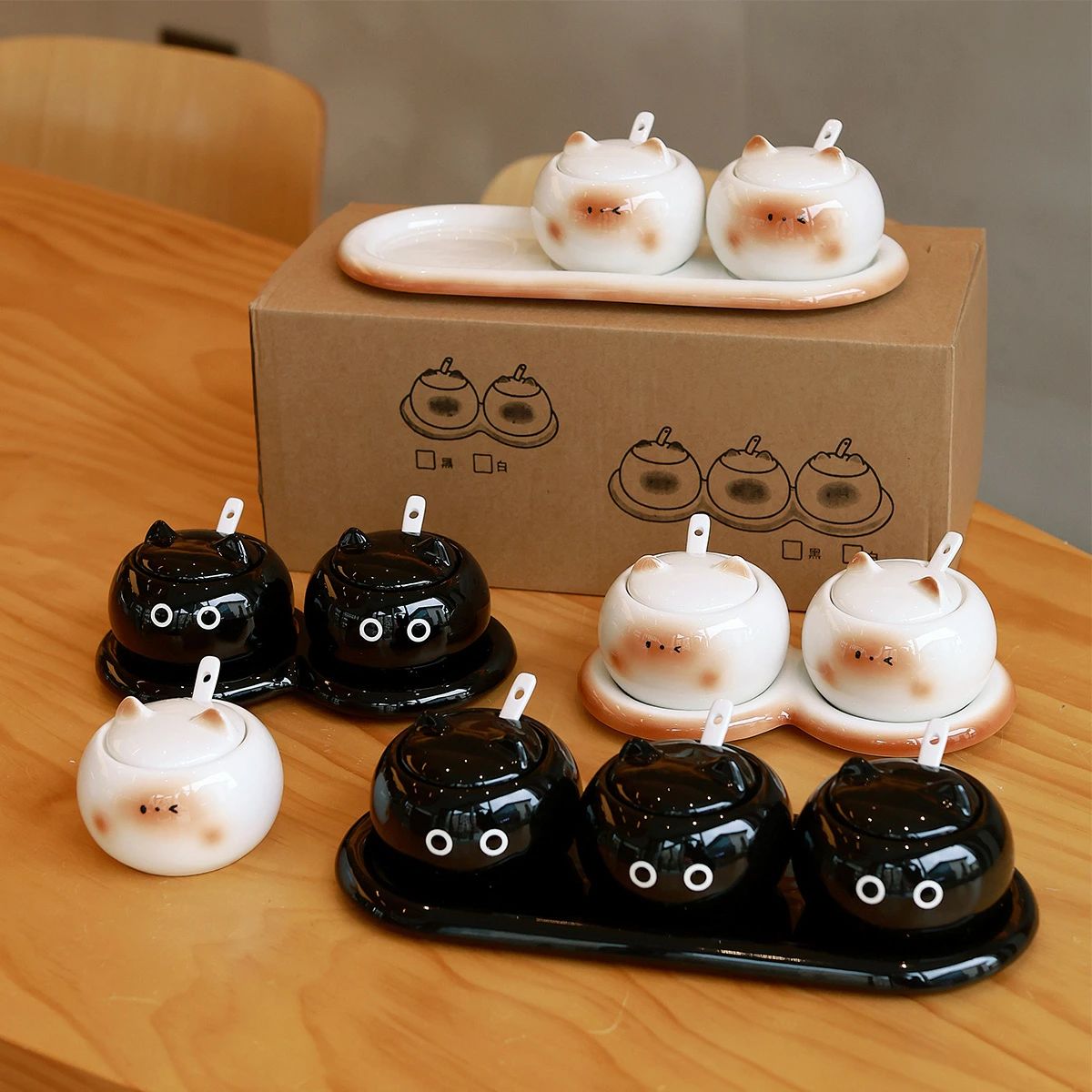 かわいいシャム猫 調味料入れセット 調味料ポット 2個セット・3個セット 調味料入れ おしゃれ スプーン..